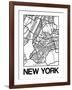 White Map of New York-NaxArt-Framed Art Print