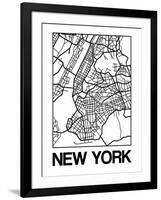 White Map of New York-NaxArt-Framed Art Print