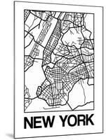 White Map of New York-NaxArt-Mounted Art Print