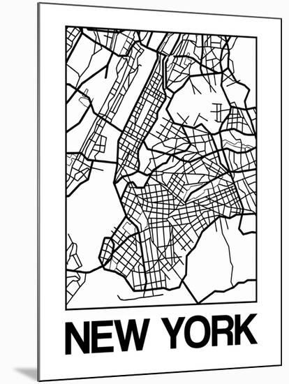 White Map of New York-NaxArt-Mounted Art Print