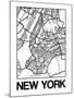 White Map of New York-NaxArt-Mounted Art Print