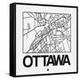 White Map of Ottawa-NaxArt-Framed Stretched Canvas