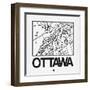 White Map of Ottawa-NaxArt-Framed Art Print