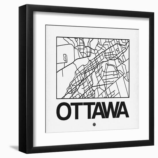 White Map of Ottawa-NaxArt-Framed Art Print