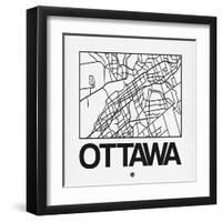 White Map of Ottawa-NaxArt-Framed Art Print