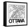 White Map of Ottawa-NaxArt-Framed Stretched Canvas