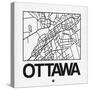 White Map of Ottawa-NaxArt-Stretched Canvas