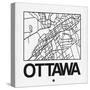 White Map of Ottawa-NaxArt-Stretched Canvas