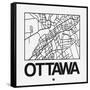 White Map of Ottawa-NaxArt-Framed Stretched Canvas