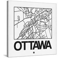 White Map of Ottawa-NaxArt-Stretched Canvas