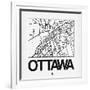 White Map of Ottawa-NaxArt-Framed Art Print