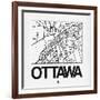 White Map of Ottawa-NaxArt-Framed Art Print