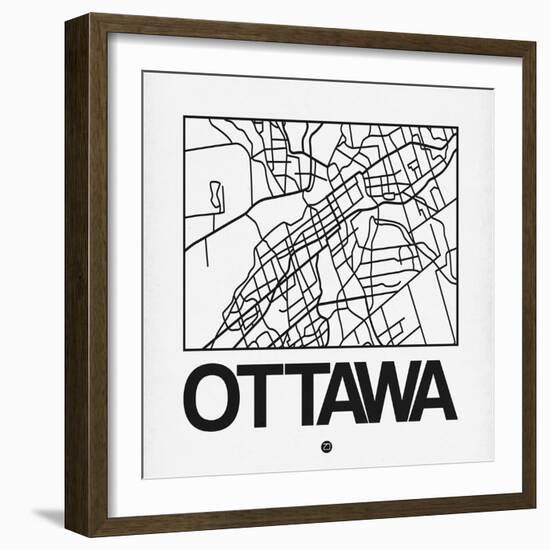 White Map of Ottawa-NaxArt-Framed Art Print
