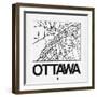 White Map of Ottawa-NaxArt-Framed Art Print