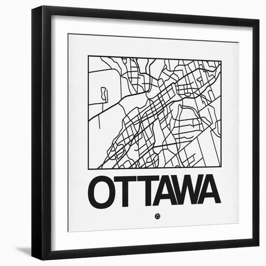 White Map of Ottawa-NaxArt-Framed Art Print