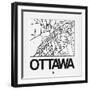 White Map of Ottawa-NaxArt-Framed Art Print