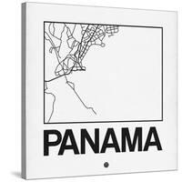 White Map of Panama-NaxArt-Stretched Canvas