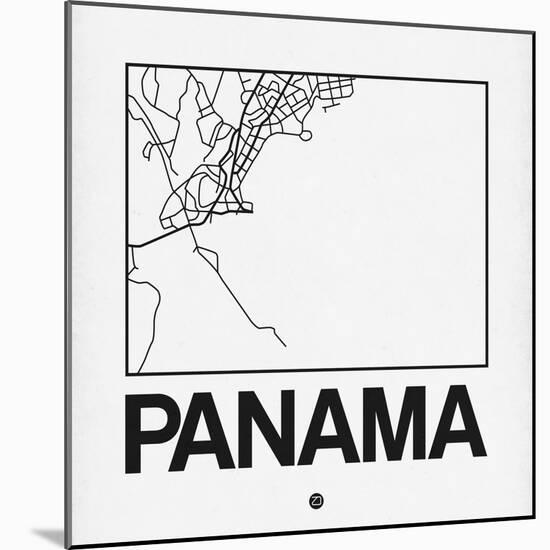 White Map of Panama-NaxArt-Mounted Art Print