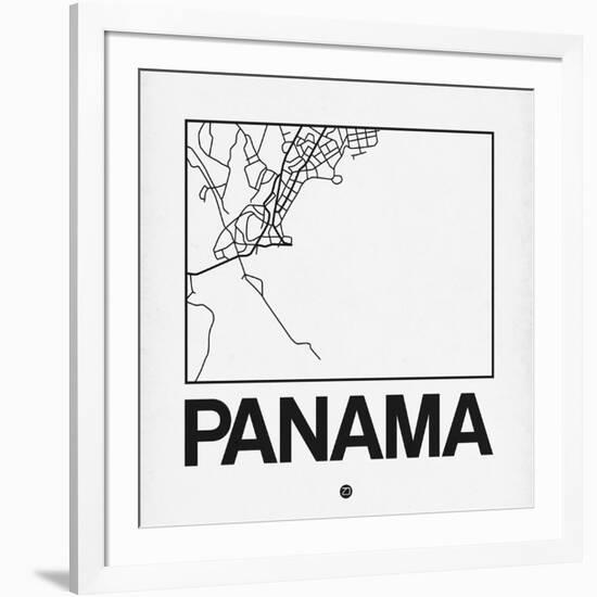 White Map of Panama-NaxArt-Framed Art Print