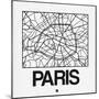 White Map of Paris-NaxArt-Mounted Premium Giclee Print