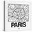 White Map of Paris-NaxArt-Stretched Canvas