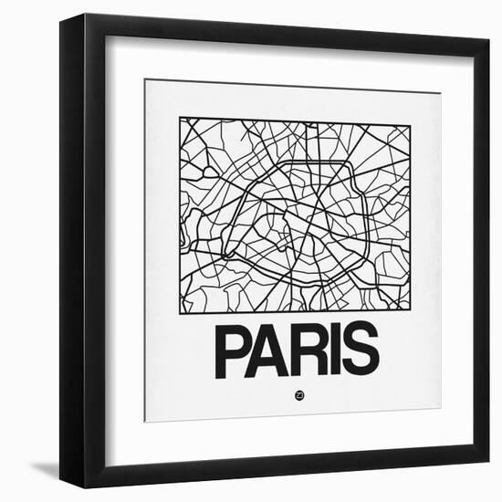 White Map of Paris-NaxArt-Framed Art Print