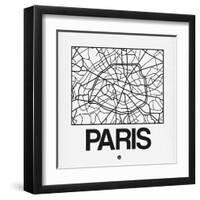 White Map of Paris-NaxArt-Framed Art Print