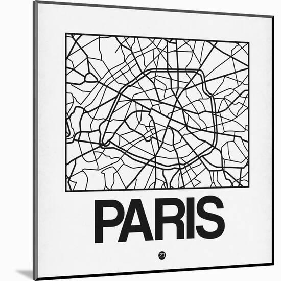 White Map of Paris-NaxArt-Mounted Art Print