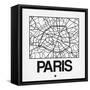 White Map of Paris-NaxArt-Framed Stretched Canvas