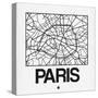 White Map of Paris-NaxArt-Stretched Canvas