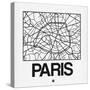 White Map of Paris-NaxArt-Stretched Canvas