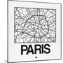 White Map of Paris-NaxArt-Mounted Art Print