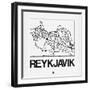 White Map of Reykjavik-NaxArt-Framed Art Print