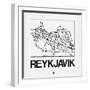 White Map of Reykjavik-NaxArt-Framed Art Print