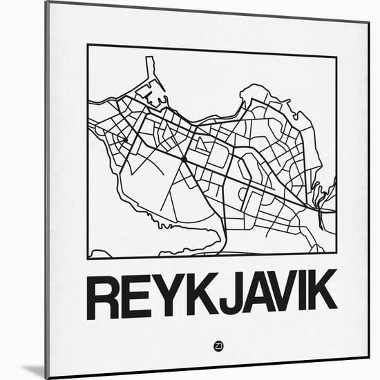 White Map of Reykjavik-NaxArt-Mounted Art Print