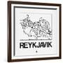 White Map of Reykjavik-NaxArt-Framed Art Print