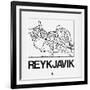 White Map of Reykjavik-NaxArt-Framed Art Print