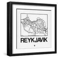 White Map of Reykjavik-NaxArt-Framed Art Print