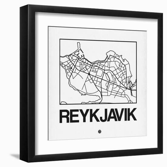 White Map of Reykjavik-NaxArt-Framed Art Print