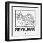 White Map of Reykjavik-NaxArt-Framed Art Print