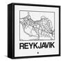 White Map of Reykjavik-NaxArt-Framed Stretched Canvas