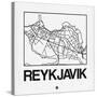 White Map of Reykjavik-NaxArt-Stretched Canvas