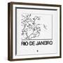 White Map of Rio De Janeiro-NaxArt-Framed Art Print