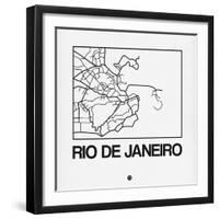 White Map of Rio De Janeiro-NaxArt-Framed Art Print