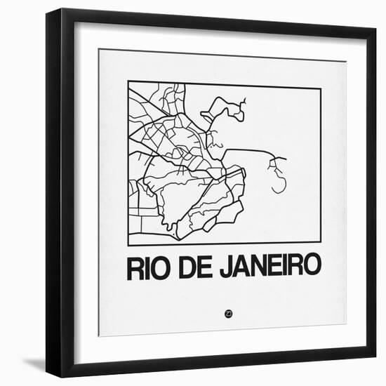 White Map of Rio De Janeiro-NaxArt-Framed Art Print