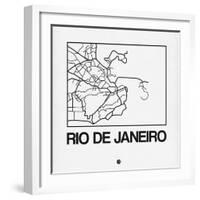 White Map of Rio De Janeiro-NaxArt-Framed Art Print