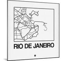 White Map of Rio De Janeiro-NaxArt-Mounted Art Print