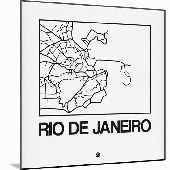 White Map of Rio De Janeiro-NaxArt-Mounted Art Print