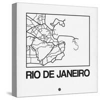 White Map of Rio De Janeiro-NaxArt-Stretched Canvas