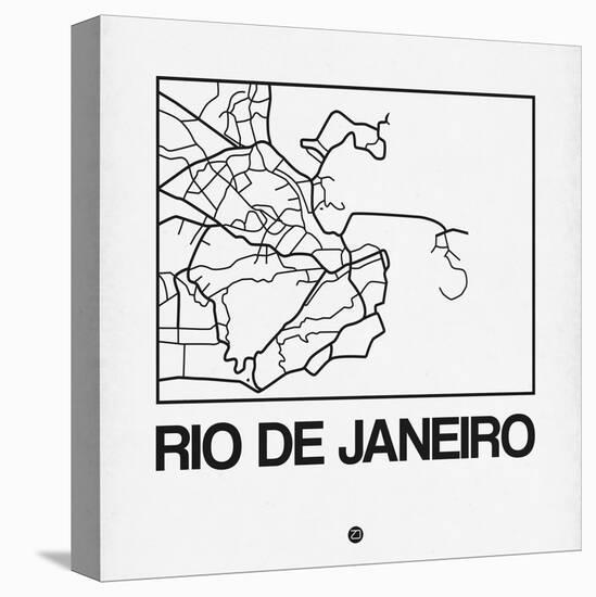 White Map of Rio De Janeiro-NaxArt-Stretched Canvas